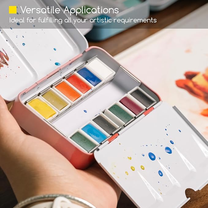 MEEDEN Travel Watercolor Paint Set: 12 Colors Watercolor Paints for Adults