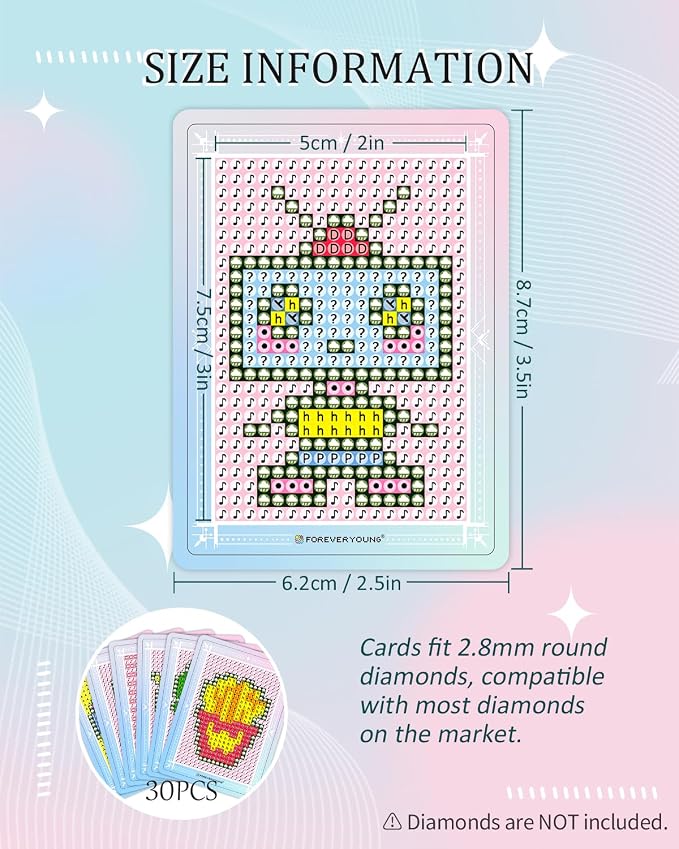forever young Freestyle Mini Diamond Art Cards, Design B – Round, No Drills