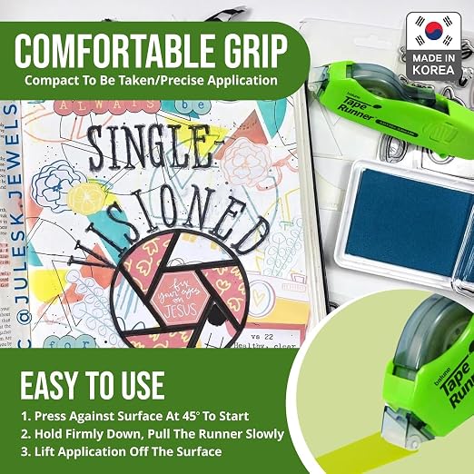 Tape Runner - Double Sided Adhesive with Dispenser Roller Included - Acid Free, Sticky, Transparent - Ideal for Scrapbooking, Crafts & More - Retractable (315 inches per Cartridge), 10 Cartridges