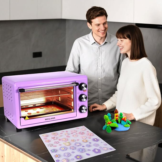 25QT Polymer Clay Oven with Adjustable Time & Temperature,Large Capacity Electric Oven for bake Clay,Polymer Clay Tools,Includes Tray,Wire Rack,Thermometer,Heat-resistant Silicone Mat and Gloves