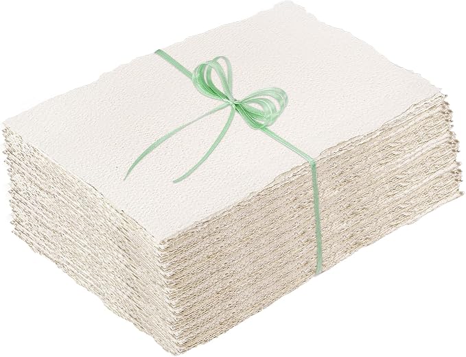 100 Sheets Deckled Edge Paper 5x7, 160 GSM Handmade Textured Paper
