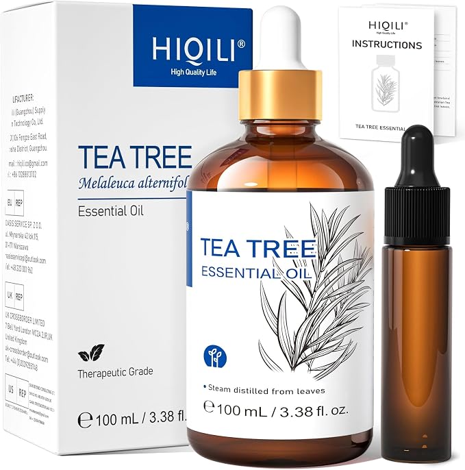 HIQILI Tea Tree Oil, for Nail & Foot Care, Skin Clarifying, Scalp & Hair