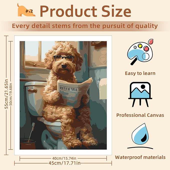 Reivworl Dog Paint by Numbers Kit for Adults, 16×20 inch