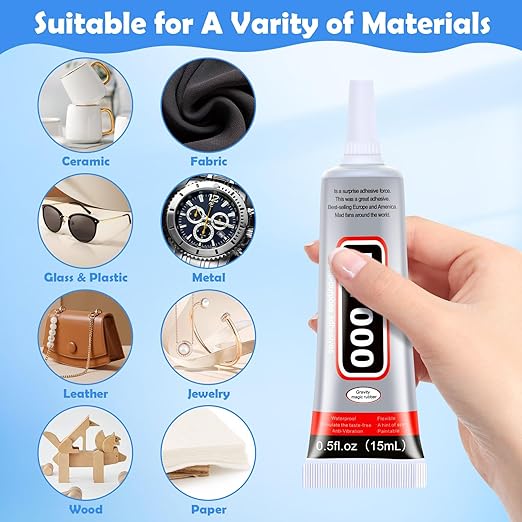 B7000 Glue Clear for Rhinestones, 4pcs 15mL Strong Adhesive B-7000 Jewelry Bead Gem Glue with Precision Tip, Quick Dry Bedazzling Adhesive for Jewelry Making Clothe Fabric Shoes DIY Crafts Nail Art