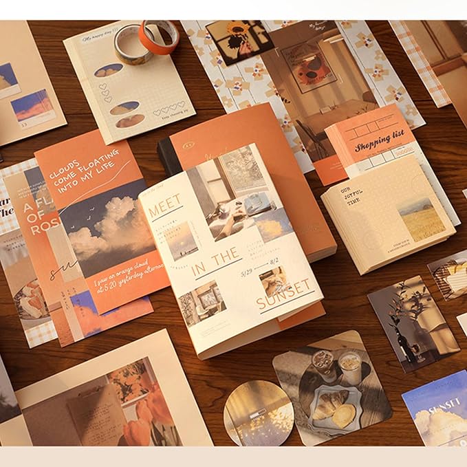 Scrapbooking Supplies Kit, A6 Grid Notebook, Aesthetics Junk Journal Kit