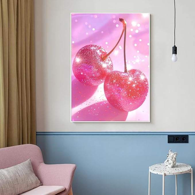 Gamteldot Cherry Diamond Art Kits for Adults-5D Diamond Painting Kits with Complete DIY Tools,Full Drill Diamond Dots Gem Art Crafts for Adults,Perfect Home Wall Decor and Gift-12x16in