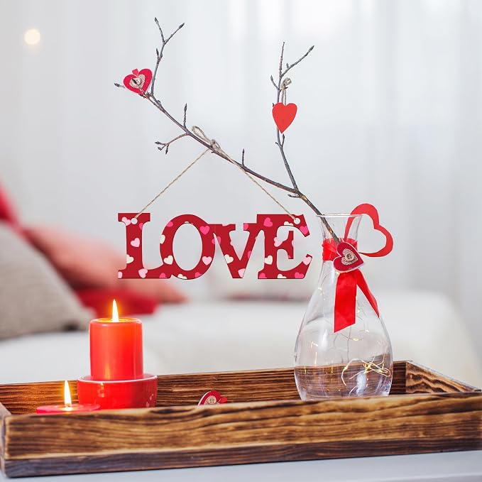 Wooden Love Letter Ornaments to Paint 7 Inch, Large Size Mothers Day Valentine's Day Wooden DIY Blank Unfinished Round Wood Discs Father's Day Ornament for Crafts Hanging Decorations(10PCS)