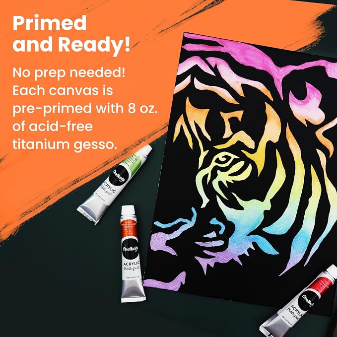 Chalkola 15 Black Canvas for Painting 8x10 inch - Primed Cotton Panels | Acrylic & Oil Art Boards, 15 Pack - 100% Cotton Acid-Free Canvases for Professional Artists, Hobby Painters, Kids & Beginners