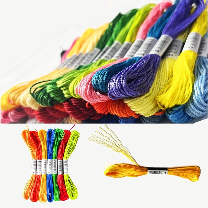 50 Colors Embroidery Floss 400 Meters (437 Yards), 6-Strand Cotton Cross Stitch Thread for Hand Embroidery & Friendship Bracelets (8.7 Yards per Skein)