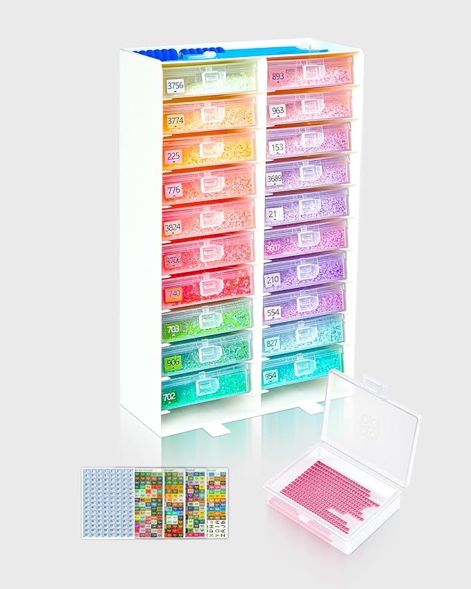 Foreveryoung 3-in-1 Diamond Art Tray Set, Container, Trays & Rack, 20 PCS