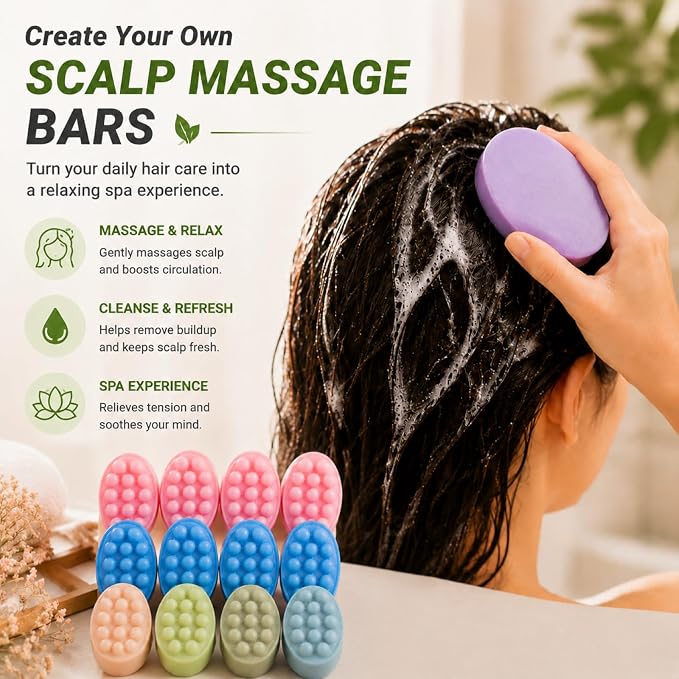 SJ Massage Bar Soap Mold Set, 2-Pack 4-Cavity Silicone Soap Mold | For Massage Bars, Handmade Soap & Shampoo Bars, Food Grade Silicone, Easy Release, Reusable