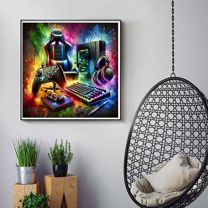 NZNANCHU DIY Paint by Numbers for Adults,Painting by Number Kits on Canvas,Color by Numbers for Beginner,Gifts Decor for Home Wall Room (Esports)