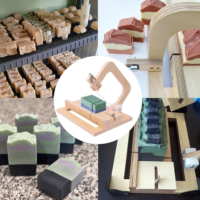 kukmakri Wooden Soap Cutter for Soap Making - 13.4 x 9.5 x 7.6 Inch Handmade Soap Making Supplies, Adjustable Wire Slicer Cutting Tool, Wood Soap Cutters for Soap Making, Cheese DIY