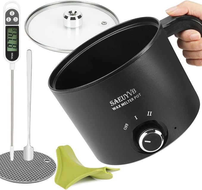 SAEUYVB Candle Making Kit with 1.8L Wax Melter Pot | Wax Melter for Candle Making with Thermometer,Spoon,Complete Candle Making Supplies for Adults Beginnner