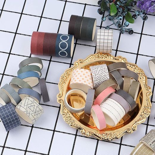 100 Rolls Vintage Washi Tape Set, 0.4 & 1 Inch Widths