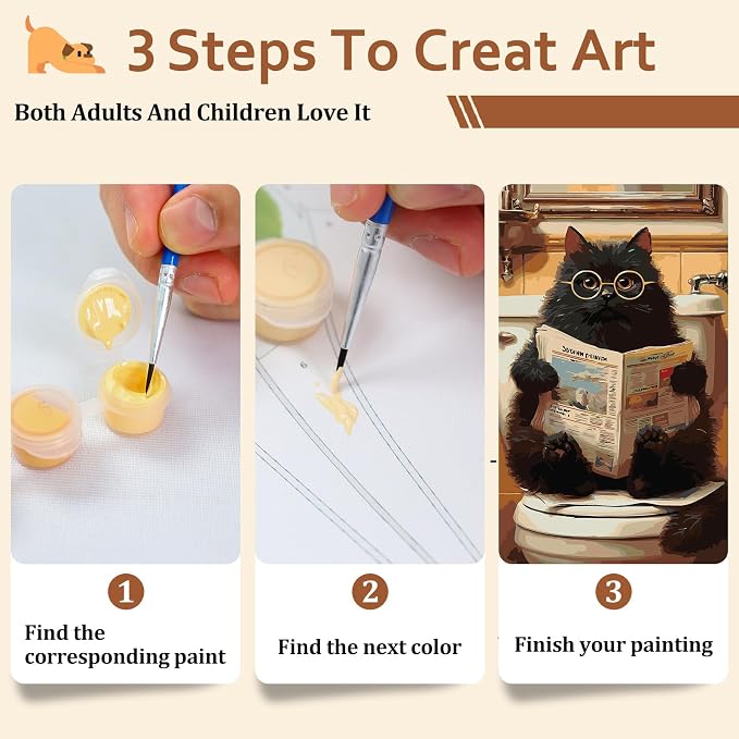 Reivworl Cat Paint by Numbers Kit for Adults Beginner 16×20 inch