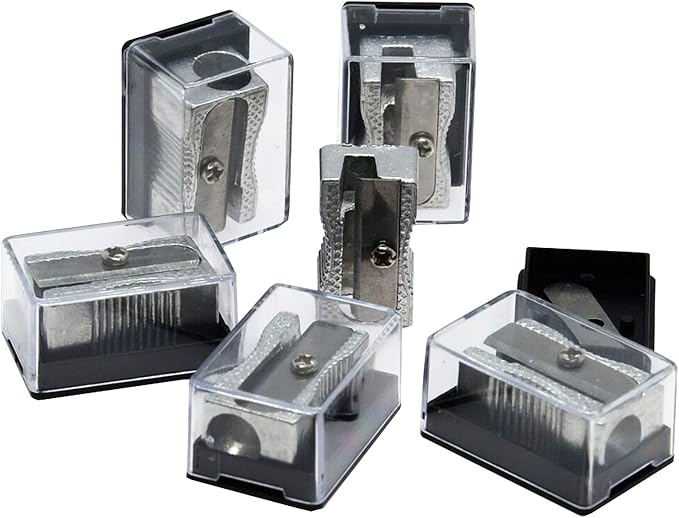 Metal Pencil Sharpeners Single Hole -Cover and Replace Blade 6 Pack