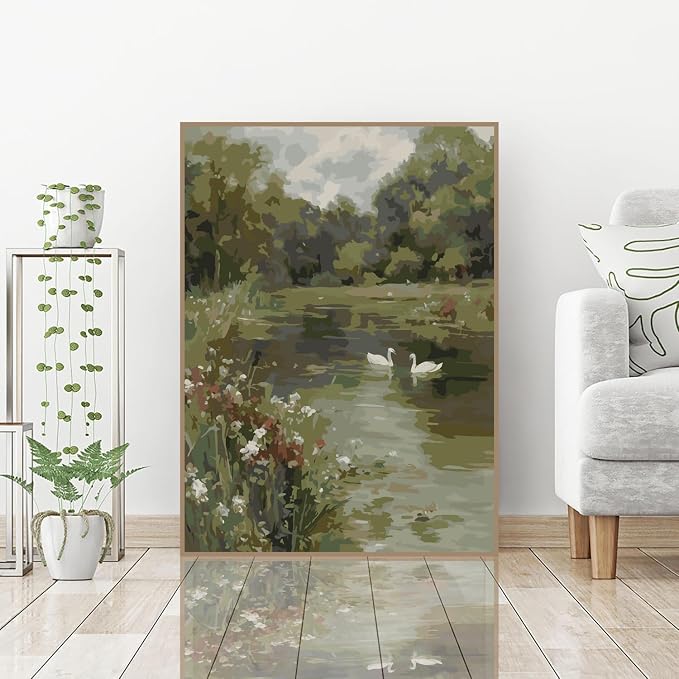 WUDWL Paint by Numbers Kit for Adults, Color By Numbers for Adults | Swan Lake Painting by Number Kits On Canvas, Number Artist Paint by Number Kit Funny Without Frame DIY, 12x16in