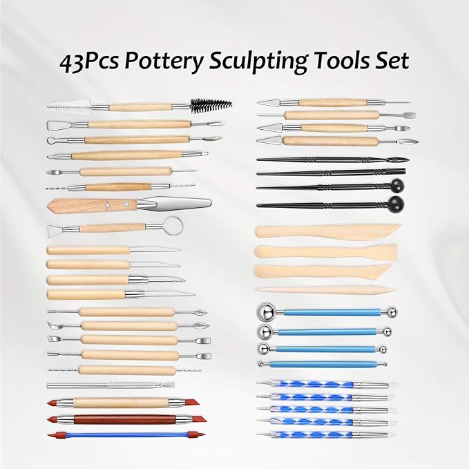 ISSEVE 43Pcs Pottery Clay Sculpting Tools with Carrying Case Bag