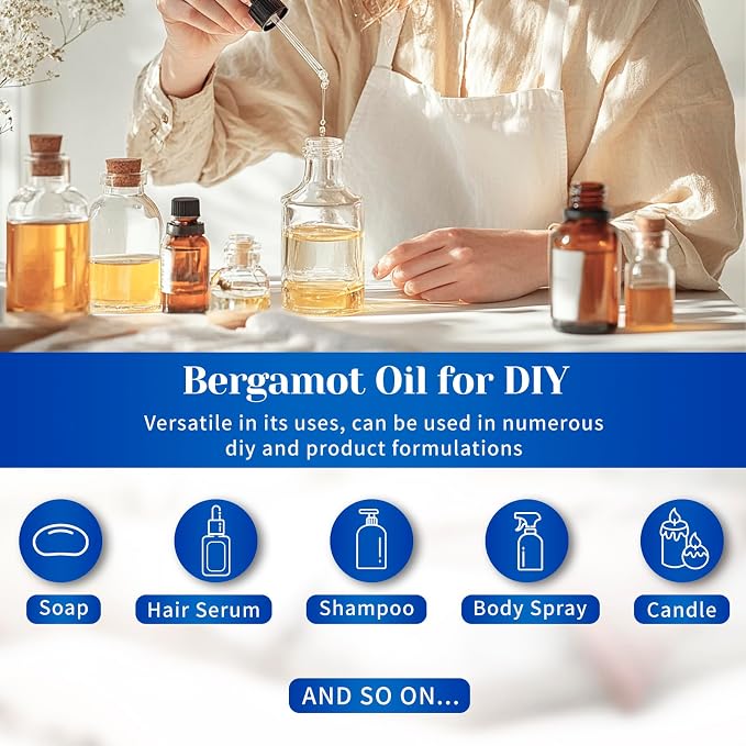 HIQILI Bergamot Essential Oil for Diffuser, Skin & Hair