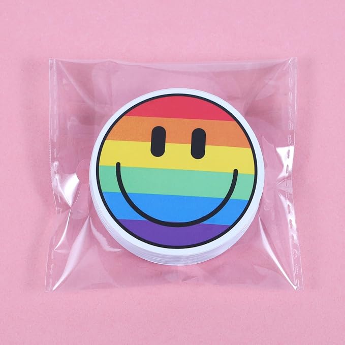 50PCS Smile Face Stickers, Waterproof PVC Stickers