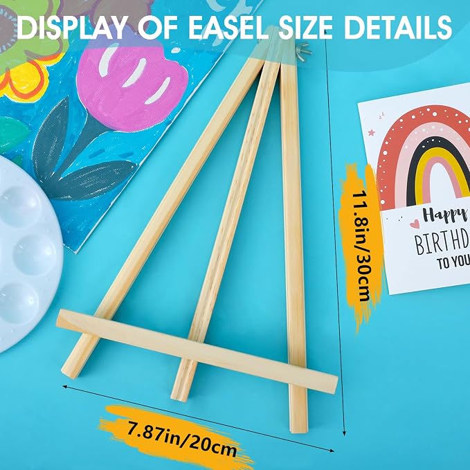 ESRICH 11.8in Wood Easels, Tabletop Painting Display Easels | Painting Party Easel, Kids Student Tabletop Easels for Painting, Portable Canvas Photo Picture Sign Holder（4 Pack ）