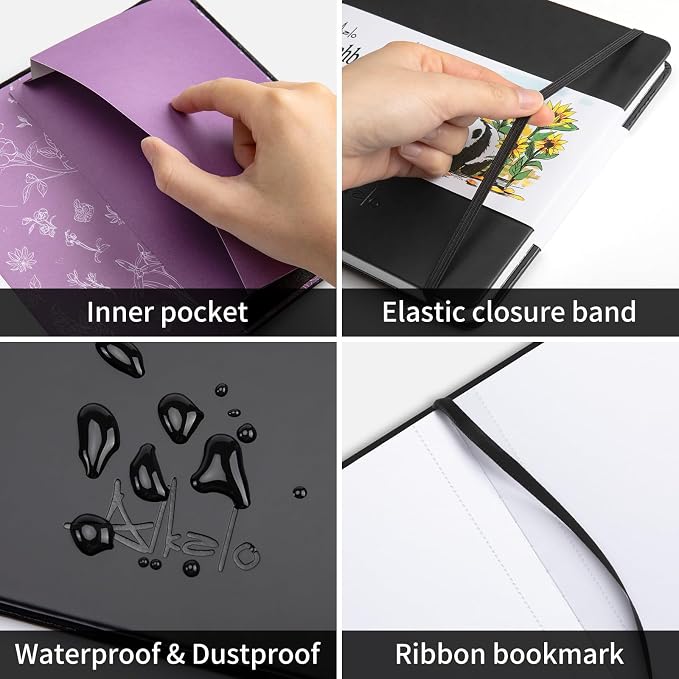 Sketchbook for Drawing, 120 Pages Sketch Book, 122LB/180GSM Thick Paper | Mixed Media Sketchbook for Charcoal Pencil, Inks Pen, Colored Pencil, Acrylic Marker, Oil Pastel