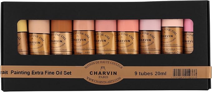 Charvin Extra Fine Professional Oil Paint Set for Artists, Portrait Colors - Bonjour Set of 9, 20 ml Tubes, Finely Milled, Non-Yellowing Artist Oil Paints in French Riviera-Inspired Hues