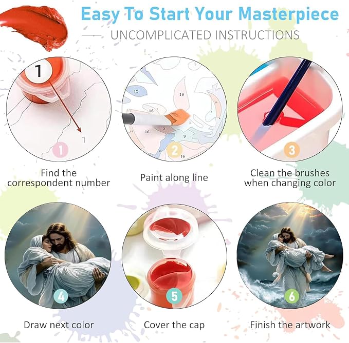 BAWKENTON Jesus Paint by Numbers for Adults and Kids