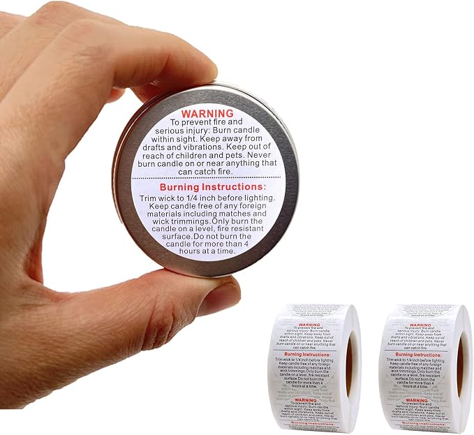 1000 Pcs Candle Warning Labels,1.5 Inch Candle Safety Stickers for Candle Making DIY Candle Jars, White