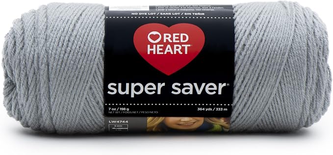 RED Heart Super Saver Yarn, Solid-Dusty Grey