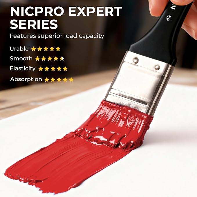 Nicpro 26pcs Professional Paint Brush Set with Palette Knife & Canvas Roll | Craft Paint Brushes for Acrylic Painting, Oil, Watercolor, Gouache & Canvas, Drawing & Art Supplies for Adults, Artists Gift