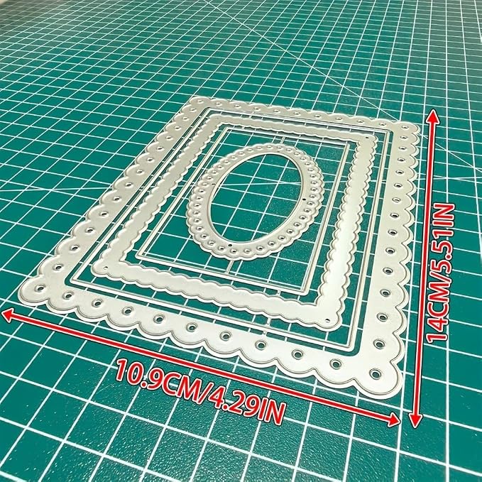 Lapoo Geometric Cutting Die for Scrapbooking - Durable, Metal Cutting Die for DIY Scrapbook Photo Album Decorative Paper Card, Card Making Supplies (Elliptical Rectangle Border 5.5 x 4.3 in)