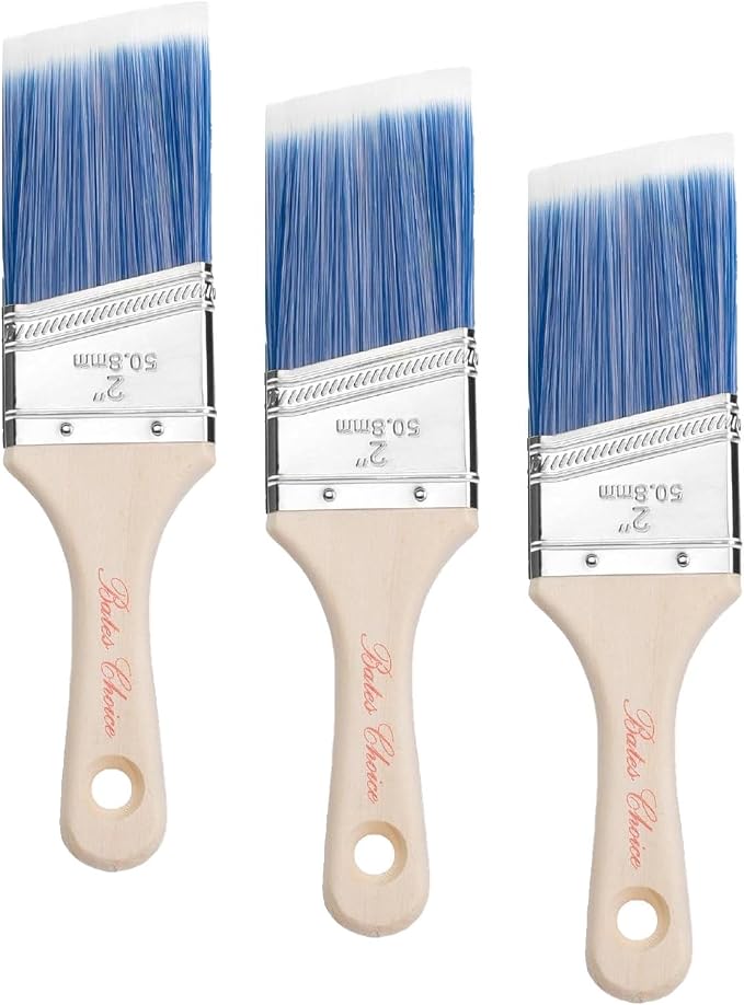 Bates- Stubby Angle Paint Brushes for Walls and Trim, 2-Inch, 12 pcs, Treated Wood Handle, 2 Inch Paint Brushes (Pack of 3)
