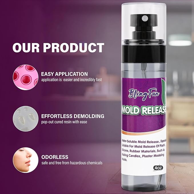 Silicone Oil Mold Releaser， 4Oz Molds Release Spray for Candle Making and Epoxy Resin, Fast-Drying Silicone Oil Releaser, Non-Stick Professional Molds Release Agent, Promotes Mold Longevity
