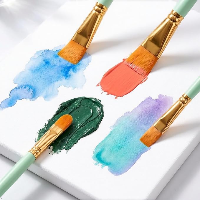 Soucolor Acrylic Paint Brushes Set,20 Pcs Pointed Tip Artist Paintbrushes | Acrylic Painting Oil Watercolor Canvas Boards Rock Body Face Nail Art, Halloween Pumpkin Ceramic Crafts Supplies