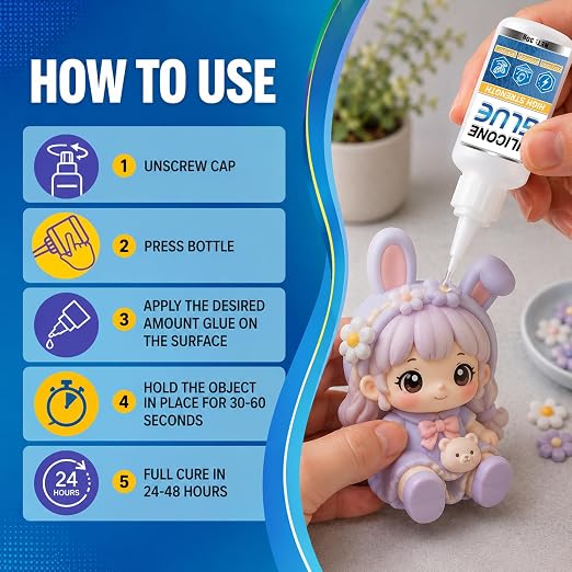 Silicone Glue Clear, 30g Strong Adhesive for Rubber, Liquid Silicone, TPU, TPR & TPE, Fast Curing, Waterproof, Flexible Bonding