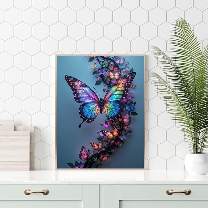 Ycydilirab Butterfly Diamond Painting for Adults-5D Diamond Painting,Butterfly DIY Gem Painting Perfect for Relaxation and Home Wall Decor 12x16inch