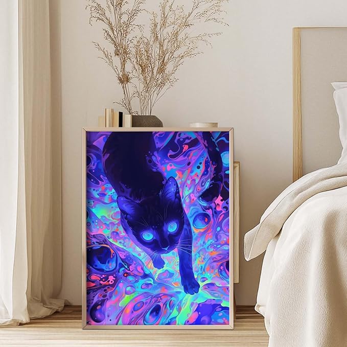 GEEHEIY Diamond Art Kits for Adults, 5D Black Cat Diamond Painting Kit