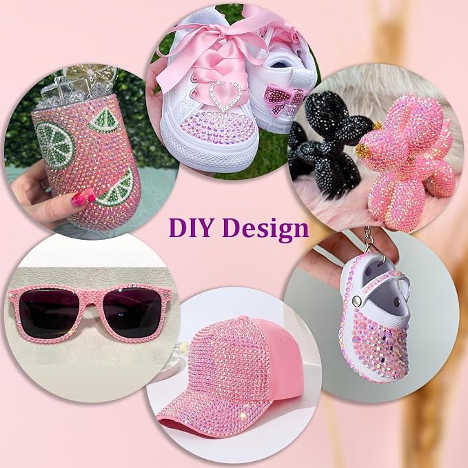 Resin Jelly Rhinestones for Crafting with B7000 Jewelry Glue, 1 Box Light Pink AB Flatback Crystal with 3Pcs 10ml Glue, Bedazzling Non Hotfix Gems for DIY Tumblers Clothing Shoes Manicure