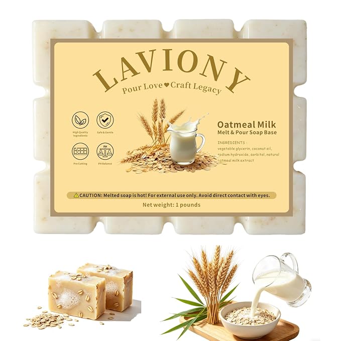 Melt and Pour Soap Base, Pre-Cut DIY Soap Bars, 1LB Oatmeal Milk