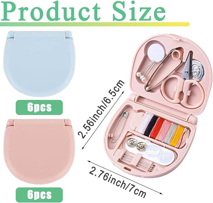 12 Pack Mini Sewing Kits, Compact Travel Emergency Sewing Set with Threads, Scissors, Needles, Portable Repair Supplies for Beginners, Hotels, Travel, Charity