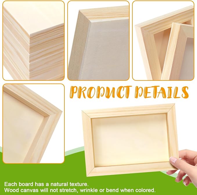 FSWCCK 10 Pack 5 x 7 inch Wood Panel Boards, Unfinished Wood Canvas Panels for Crafts, Painting Canvas, DIY Art Projects, Pouring, Arts Use with Oils, Acrylics