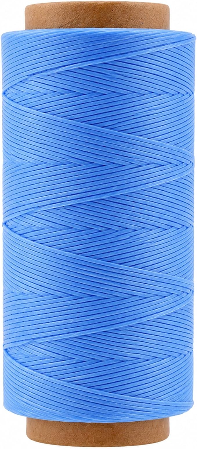 Mandala Crafts 150D 0.8mm Sky Blue Flat Waxed Thread for Leather Sewing