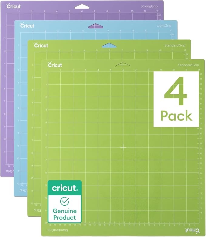 Cricut Cutting Mat Variety Pack (4 Count, 12in x 12in) | For Explore & Maker Machines - Includes 2 StandardGrip, 1 LightGrip, 1 StrongGrip