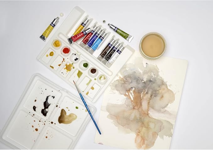Winsor & Newton Cotman Watercolor Paint Set, 12 Colors Palette Set, 8ml (0.27-oz) Tubes w/ Brush | Introductory Watercolor made with Fine Art Pigments, Perfect for Beginners, Lightfast & Permanent, Good Tinting Strength