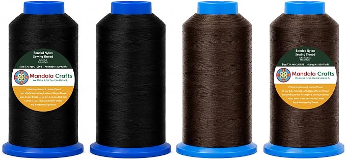 Mandala Crafts SZ 69 210D T70 Black Dark Brown Bonded Nylon Thread 6000 YDs