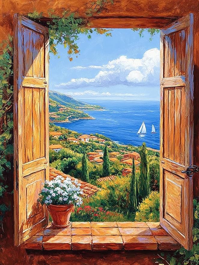 ZRIZQ Paint by Numbers Kit for Adults Beginner,Landscape Scenery,16x20 | Full set with wooden brushes,rolled canvas,rich paints.Calming activity.Beginner friendly.Just open and paint.