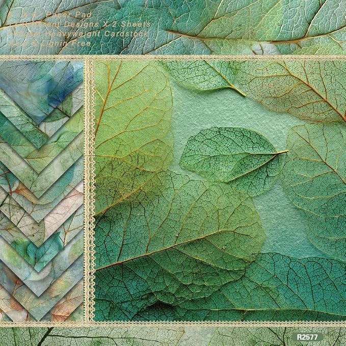 24 Sheets Green Leaves Scrapbook Paper 6'' × 6'' Single-Sided Pattern Paper Decorative Decoupage Scrapbooking Paper Supplies for DIY Card Craft Making Supplies