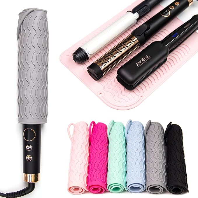 ANGENIL Large Size Silicone Heat Resistant Mat for Curling Iron, Titanium Ceramic Flat Iron Hair Straightener and Hair Curler for Hot Hair Tools Mat Pouch 2-in-1, Iron Scald Accessories, 11.02" x 7.9"